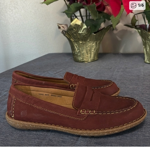 Born Nerina Suede Burgundy Loafers Women’s Size 10 - Picture 4 of 8